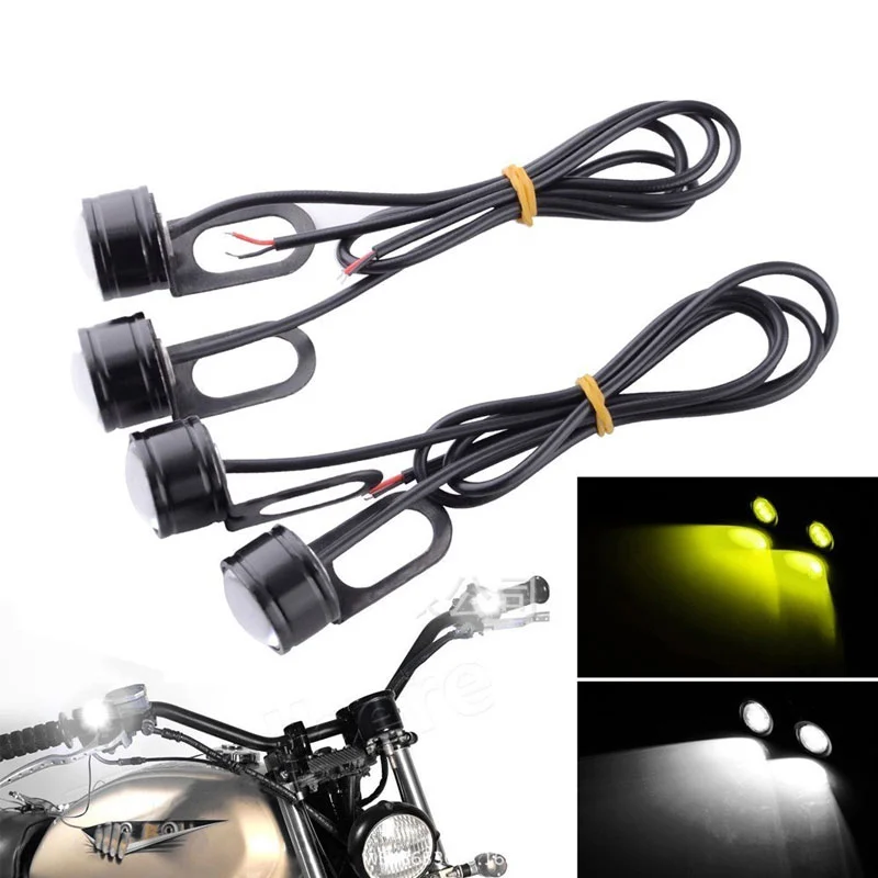 2pcs/pair Mini LED Light Motorcycle Flash Strobe Eagle Eye Motorcycle Daytime Running Light Fog Lamp Headlight Moto Accessories