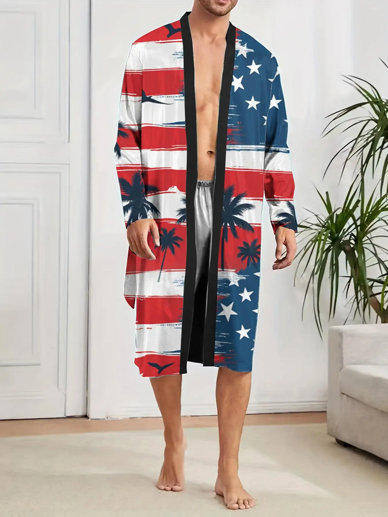 1pcs Men's Robes 2026 Spring/Summer Men's bathrobe nightie for men bath robe Polyester 3D Printed Graphic Men's bathrobe Robes