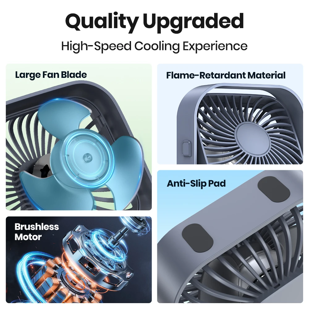 TOPK Tragbarer Mini-Ventilator, USB-Tischventilator, Tischventilator, starker Luftstrom und leiser Betrieb, 3-Gang-Wind 360 ° Drehbare Standventilatoren für den Raum zu Hause