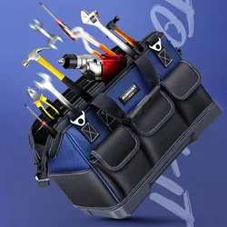 1680D Heavy Duty Tool Bag with Waterproof Base Large Capacity Organizer for Electrician Mechanic Wear-Resistant Tote Tool Bag