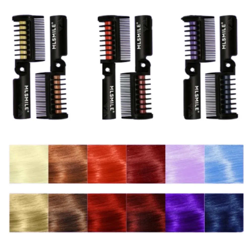 

6Pcs Fashion Colorful Hair Chalk Cream Comb Disposable Washable Hair Color Stick DIY Non-toxic Temporary Hair Color Dye Salon