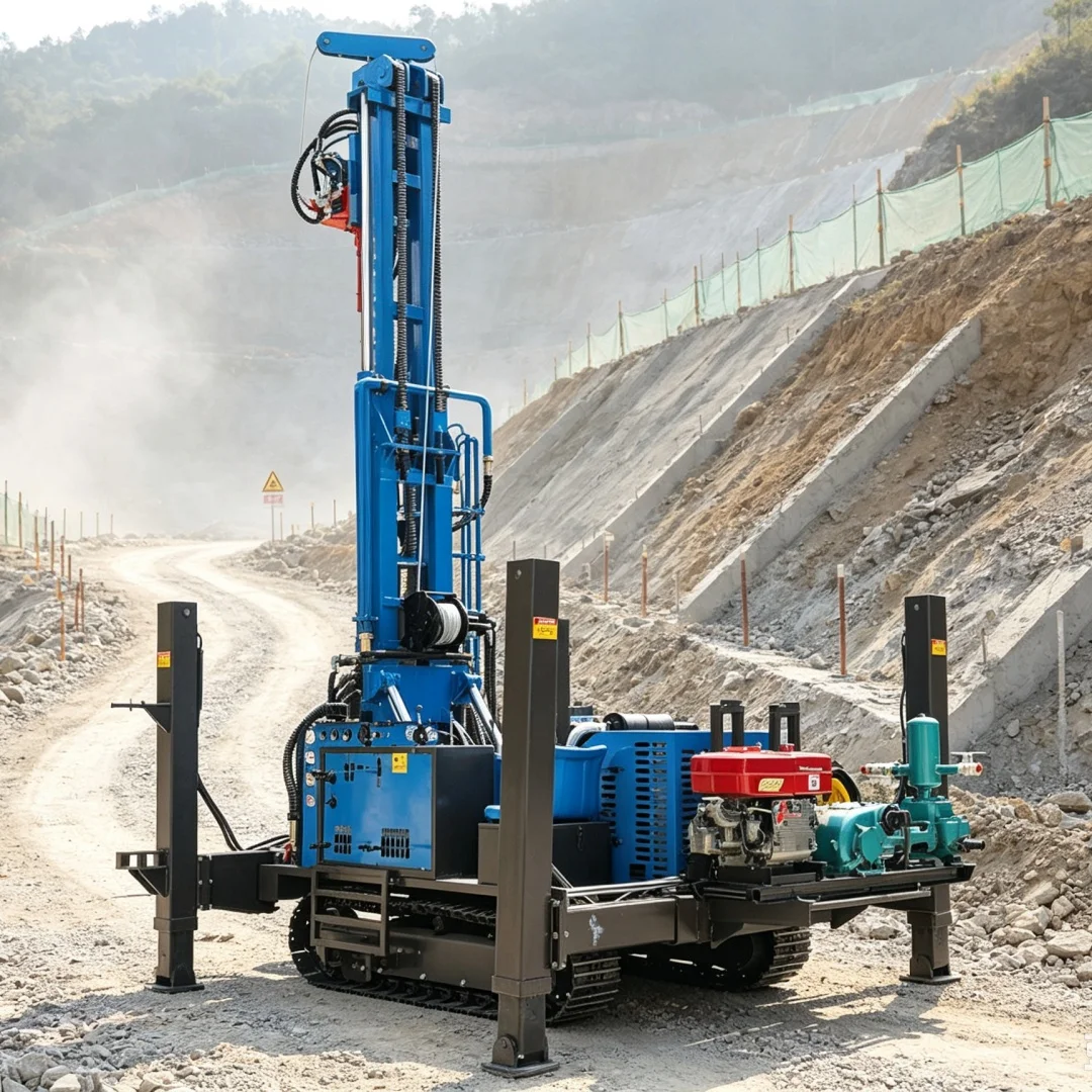 Customized Pneumatic Tracked Water Well Rig, Pneumatic Percussion Drilling Equipment, High‑Depth Deep Well Drilling Machine