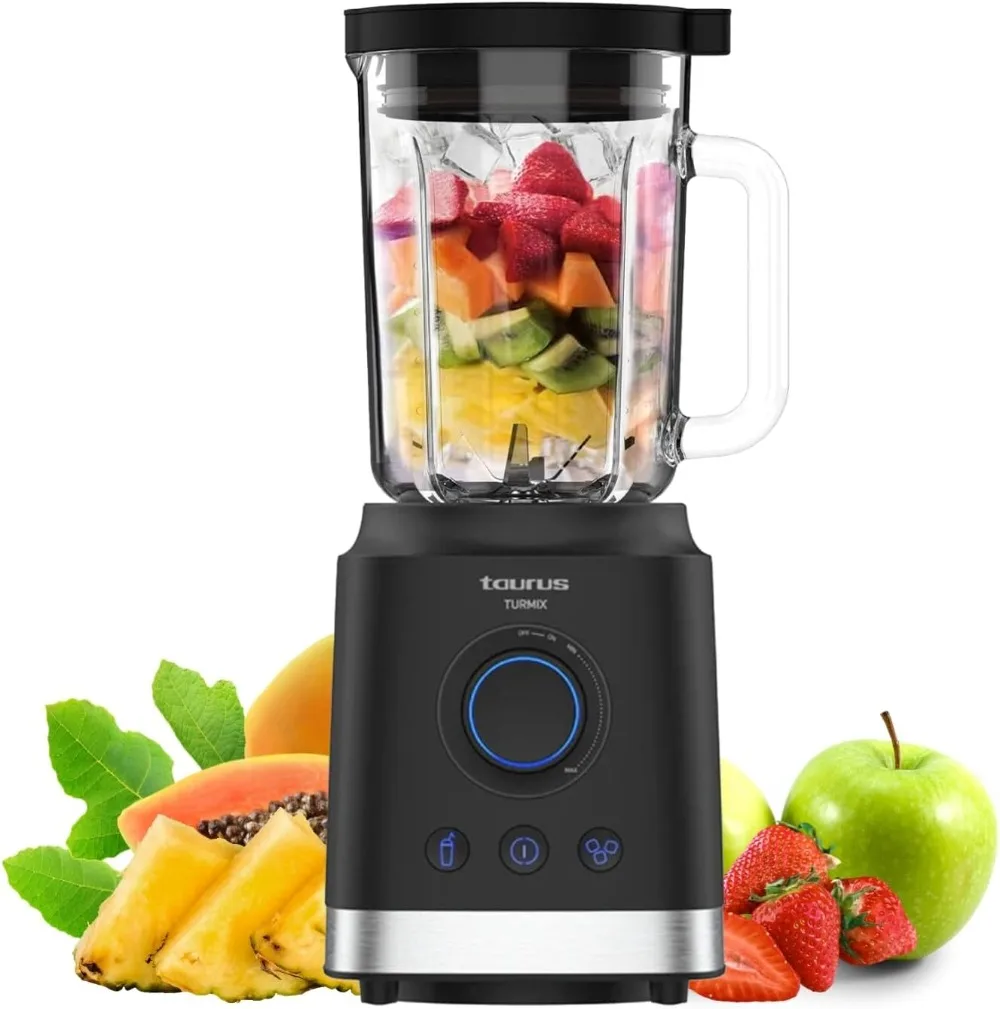 Tauro - Batidora De Vaso Turmix | 2000W | 1,8 l | 3 funciones | Picadora De Hielo | Batido | TURBO | Jarra De Vidrio Con Funci