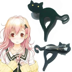Juego YOU and ME y HER A Love Story Muko Aoi, horquillas para Cosplay, colgante de gato negro, pinzas para el pelo Kawaii, joyería, accesorio para la cabeza