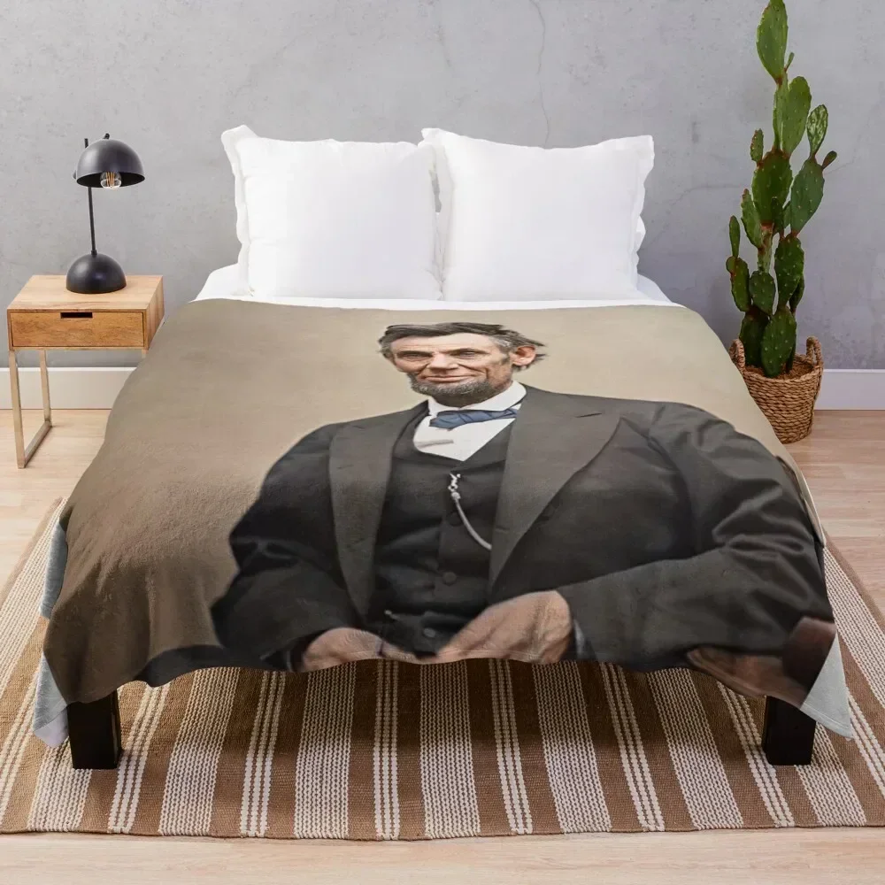 Colorized- Abraham Lincoln Throw Blanket Bed linens Baby For Decorative Sofa Blankets