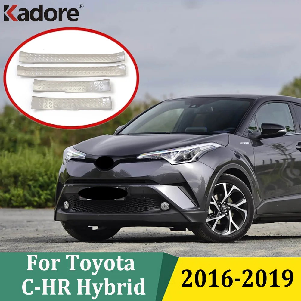 

For Toyota CHR C-HR 2016 2017 2018 2019 Hybrid Stainless Steel Inner Door Sill Scuff Plate Trim Car Sticker Styling Accessories