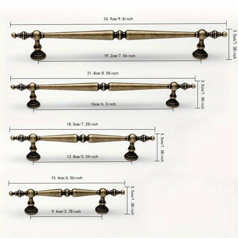 Vintage Aluminum Alloy Cabinet Pull Handles 96mm 128mm 192mm Hole Center Wardrobe Drawer Furniture Handles Home Decoration