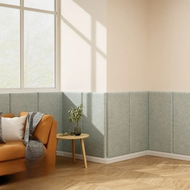 Linen Fabric 3D Wall Sticker Upholstered Anti-Collision Peel and Stick Wall Panel Foam Headboard for Kids Room Wall Decoration view 2