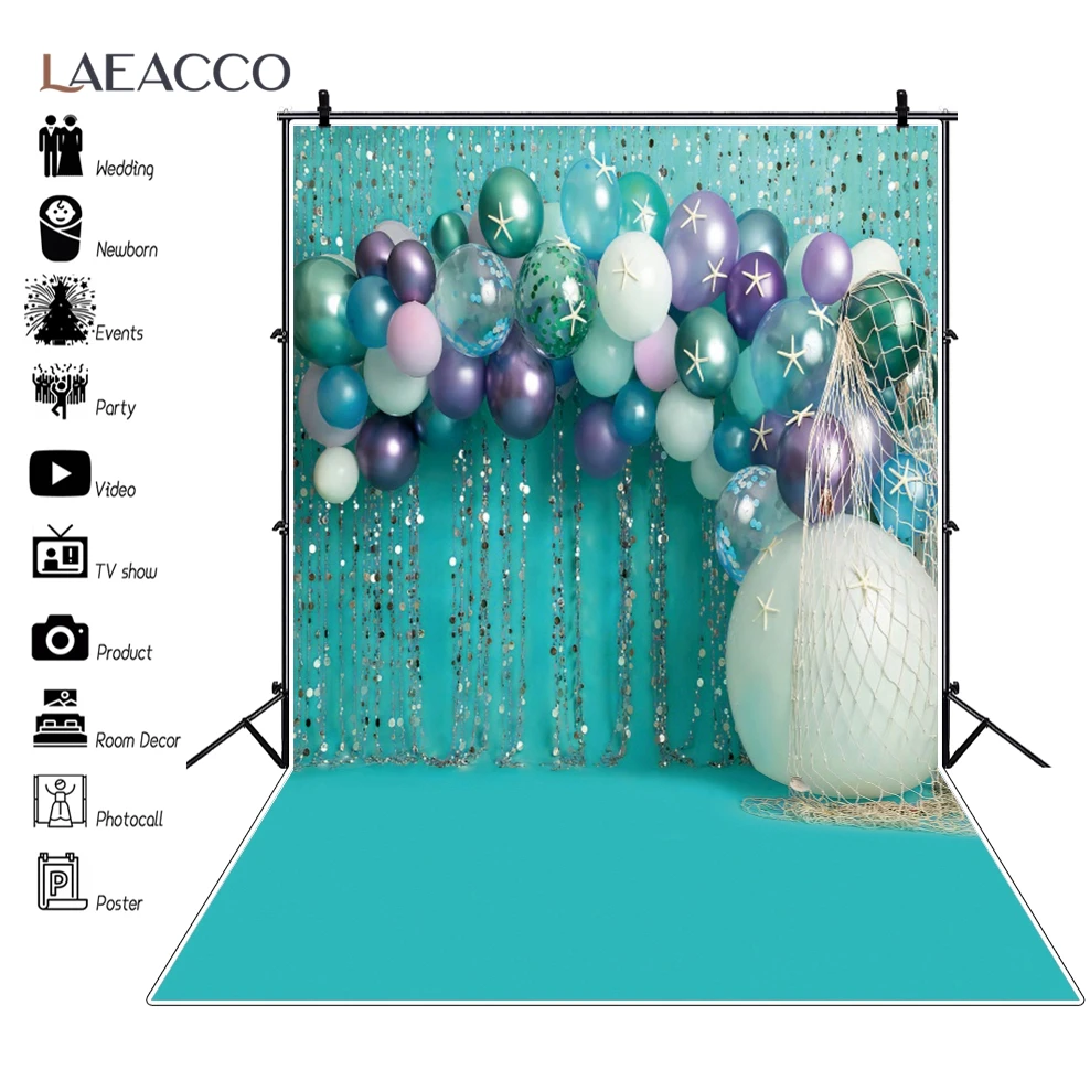 Laeacco ทารกแรกเกิดวันเกิด Party Decor บอลลูนการถ่ายภาพฉากหลังของเล่นเด็กภาพภายใน Photocall พื้นหลัง