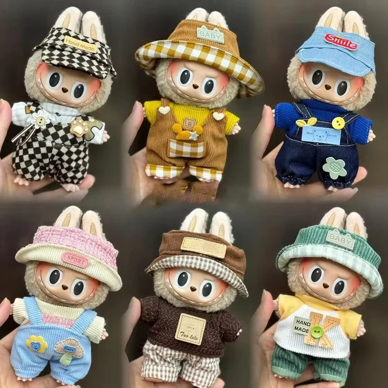 Mini Plush ตุ๊กตาเสื้อผ้าชุดอุปกรณ์เสริมสําหรับเกาหลี Kpop Exo 15-17 ซม.Labubu Idol Overalls ชุดเสื้อผ้าของขวัญ