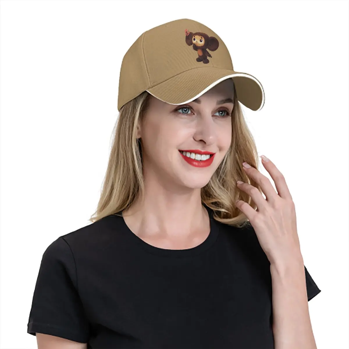 Gorra de béisbol con visera de mariposa para hombre y mujer, sombrero Cheburashka de dibujos animados rusos, sombrilla