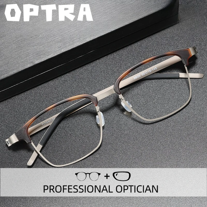 

OPTRA Titanium Ultralight Ultra Thin Lenses Reading Glasses Men Anti Blue Ray Eyeglasses Customized Prescription Optical Eyewear