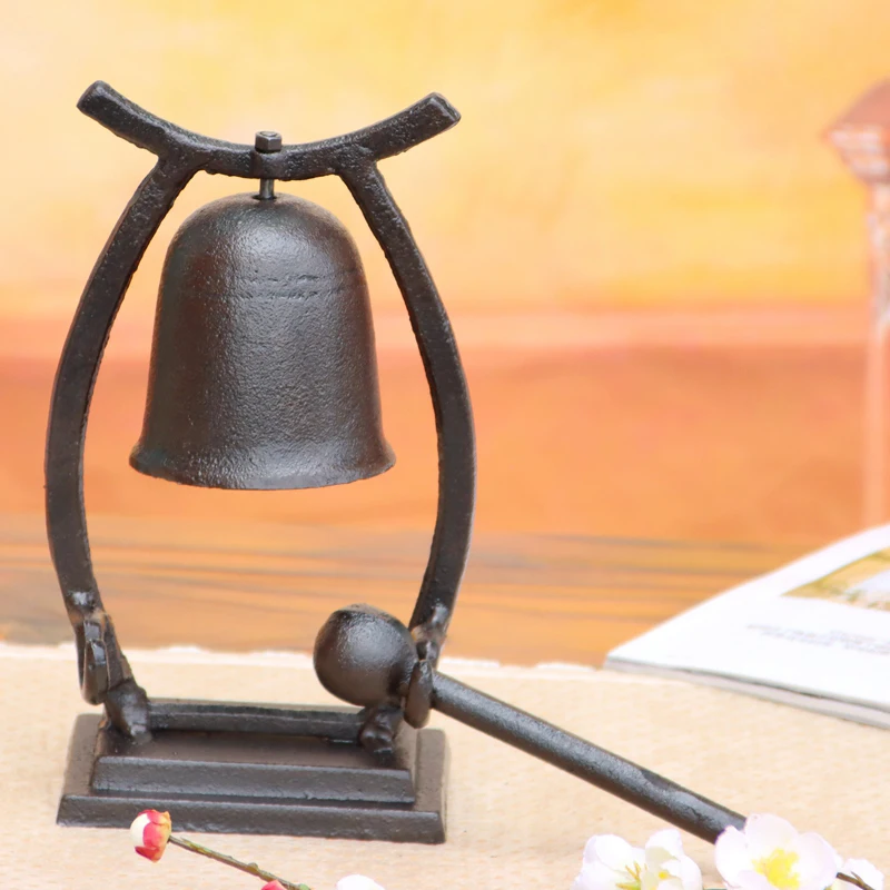 Cast iron vintage table bell, retro nostalgic iron bell, bar tea shop cafe restaurant call bell, hand-hammered table bell