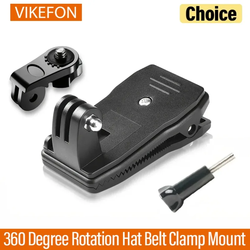 VIKEFON Backpack Strap Clip 360 Degree Rotation Hat Belt Clamp Mount For Gopro Hero 12 11 10 9 8 Action Camera Accessories