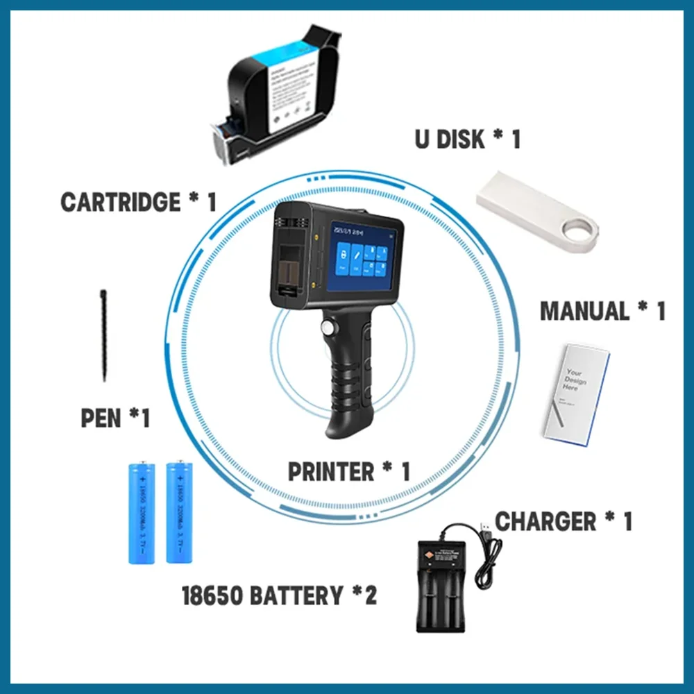 Imprimante à jet d'encre portable Willita pour numéro de lot, code à barres, code QR UV, logo, textile, imprimante de date à la main, machine de codage d'étiquettes