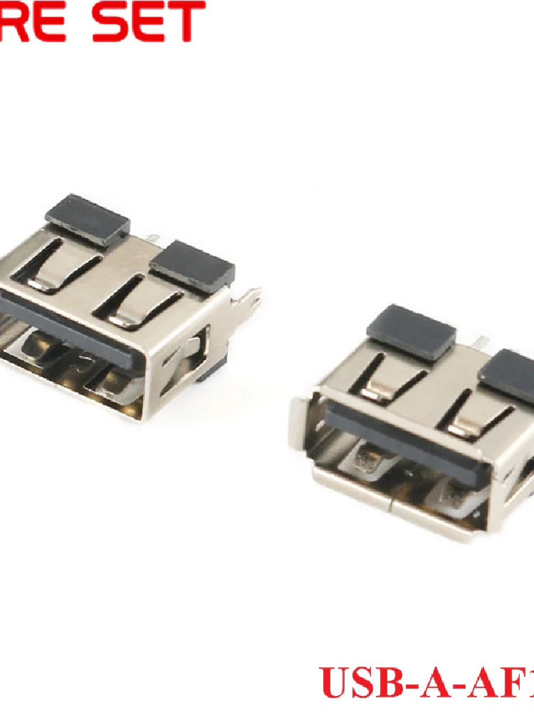 10 SZT. Złącze USB Typ A Żeńskie AF10.0 4-pinowe do montażu powierzchniowego USB-A Żeńskie SMT Czarne — zdjęcie 2