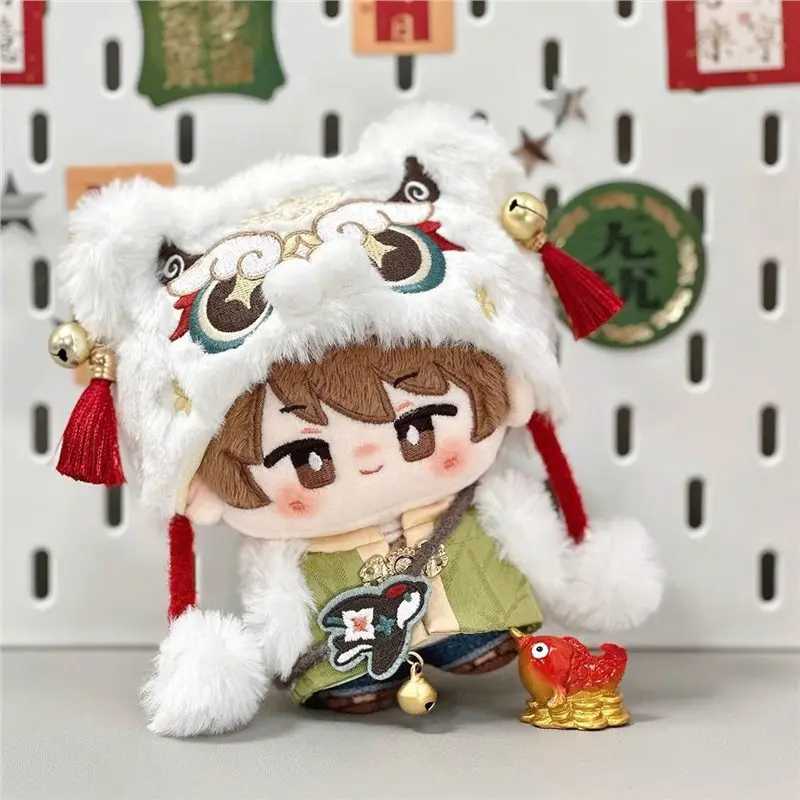 

10cm Cotton Doll Clothes Chinese New Year Lion Dance Style Antique Chinese Cute No Attribute Plush Lion Hat With Tassel Bells
