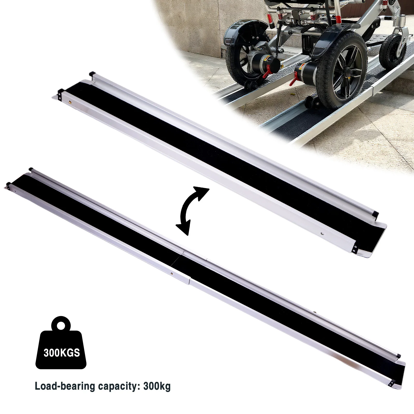 Adjustable Aluminum Ramps with Handbags Non-Skid Aluminum Handicap Ramps Door Threshold Wheelchair Ramps for Doorways