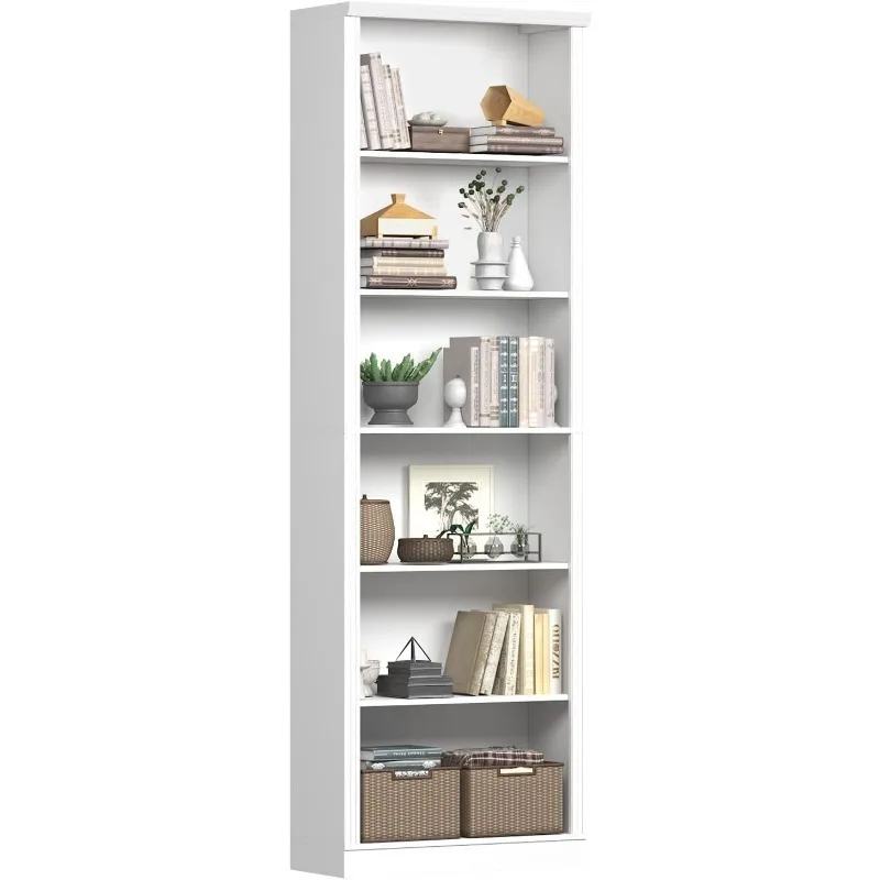 

75" Tall Bookshelf & Bookcase, 6-Tier Adjustable Storage Shelves, Book Shelf with Anti-Tipping Device, Floor Standing Modern Dis