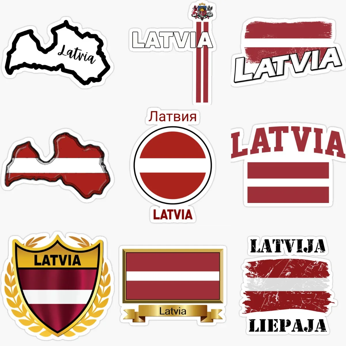 

Latvia Flag Map National Emblem Creative PVC Sticker for Decorate Car Bicycle Window Fridge Helmet Wall Room Decal Accessorie