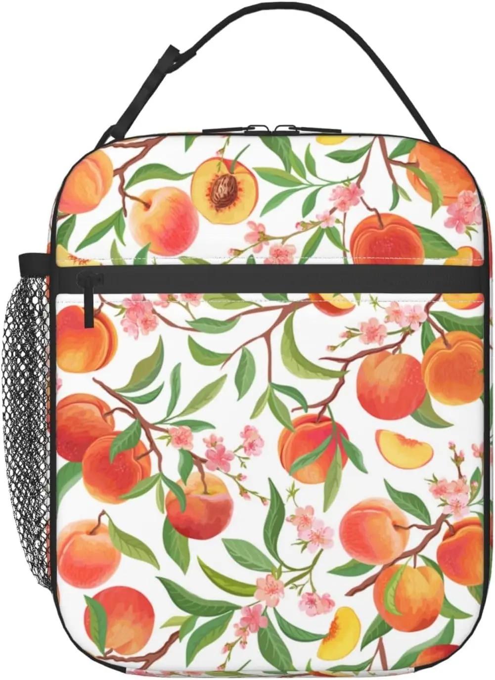 Pfirsichfarbene Lunchbox für Erwachsene, Kinder, Damen, Herren, Obst, Lunchtasche, Kühltasche, wiederverwendbar, isoliert, Lunchtasche, Behälter, Geschenke