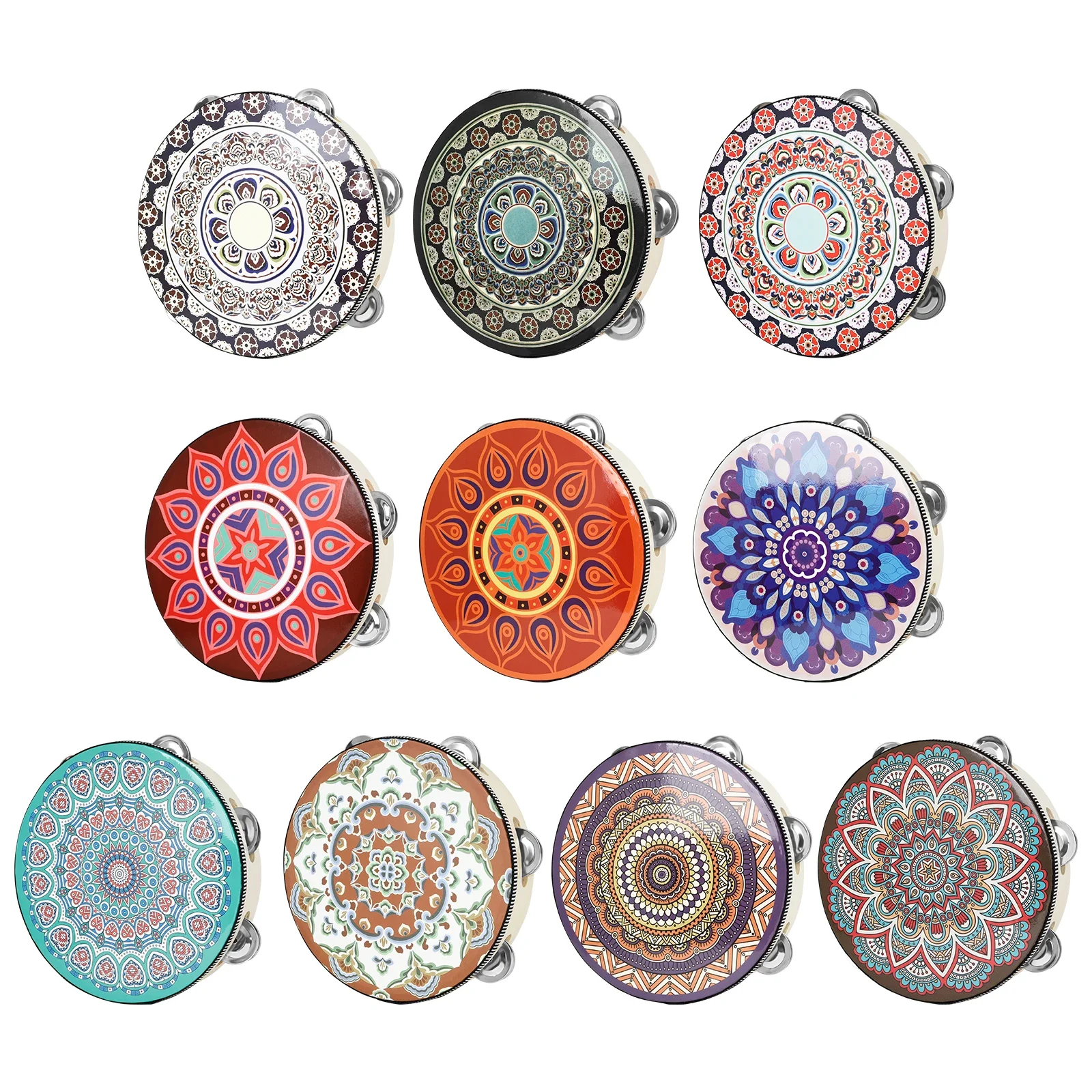 Single Row Tambourine Dunhuang Ancient Wind Hand Drum Children Enlightenment Music Band Accompaniment Percussion Instrument