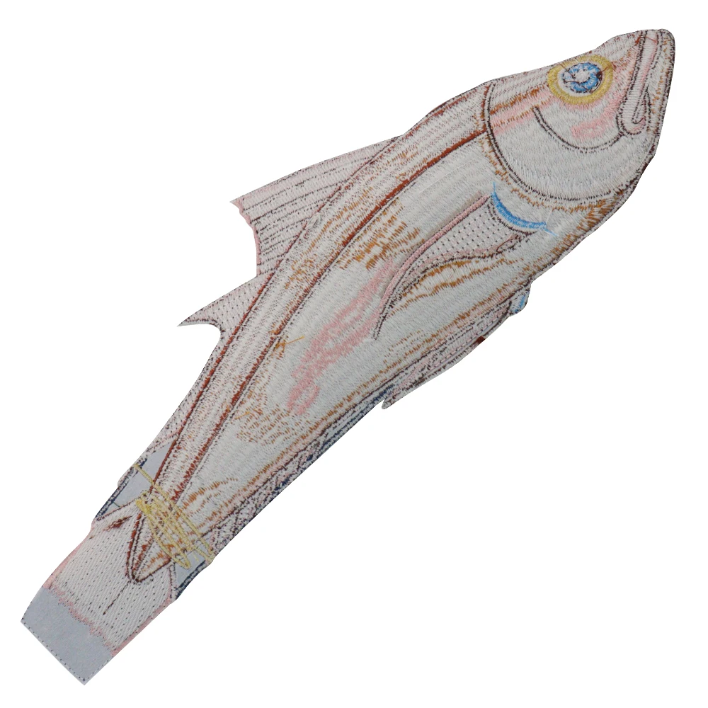 Fish Patch Embroidered Sew on Collar Tie Decoration Emblem Fish Embroidery Applique Patches Sewing Accessories 2pcs
