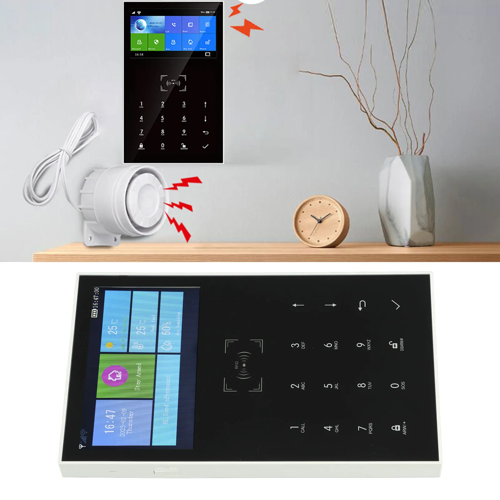 

Home Security System Wireless WiFi Alarm Burglar System Touch Screen with GSM WiFi APP control for Smart Home