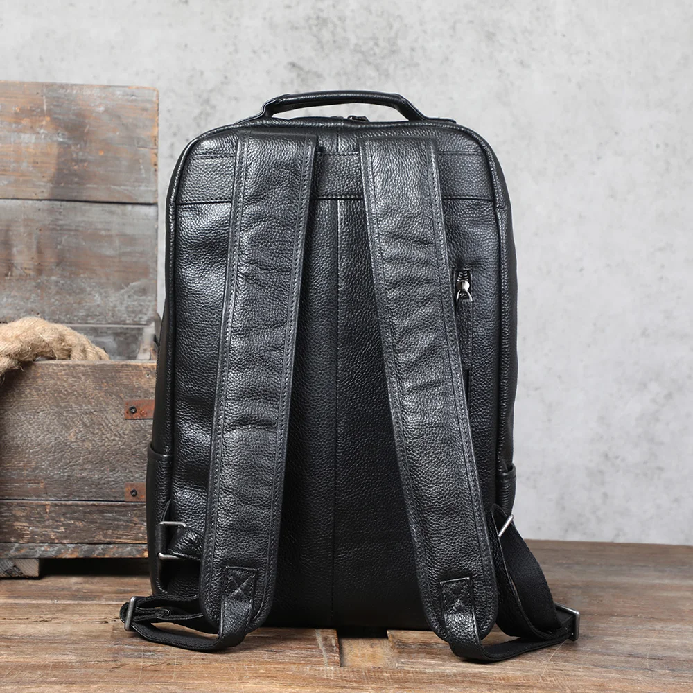S.WORKER Großer Klassischer Echtleder-Tagesrucksack Geschenk für Männer Lässige Schultaschen Reise-Herrenrucksack – Detail 9