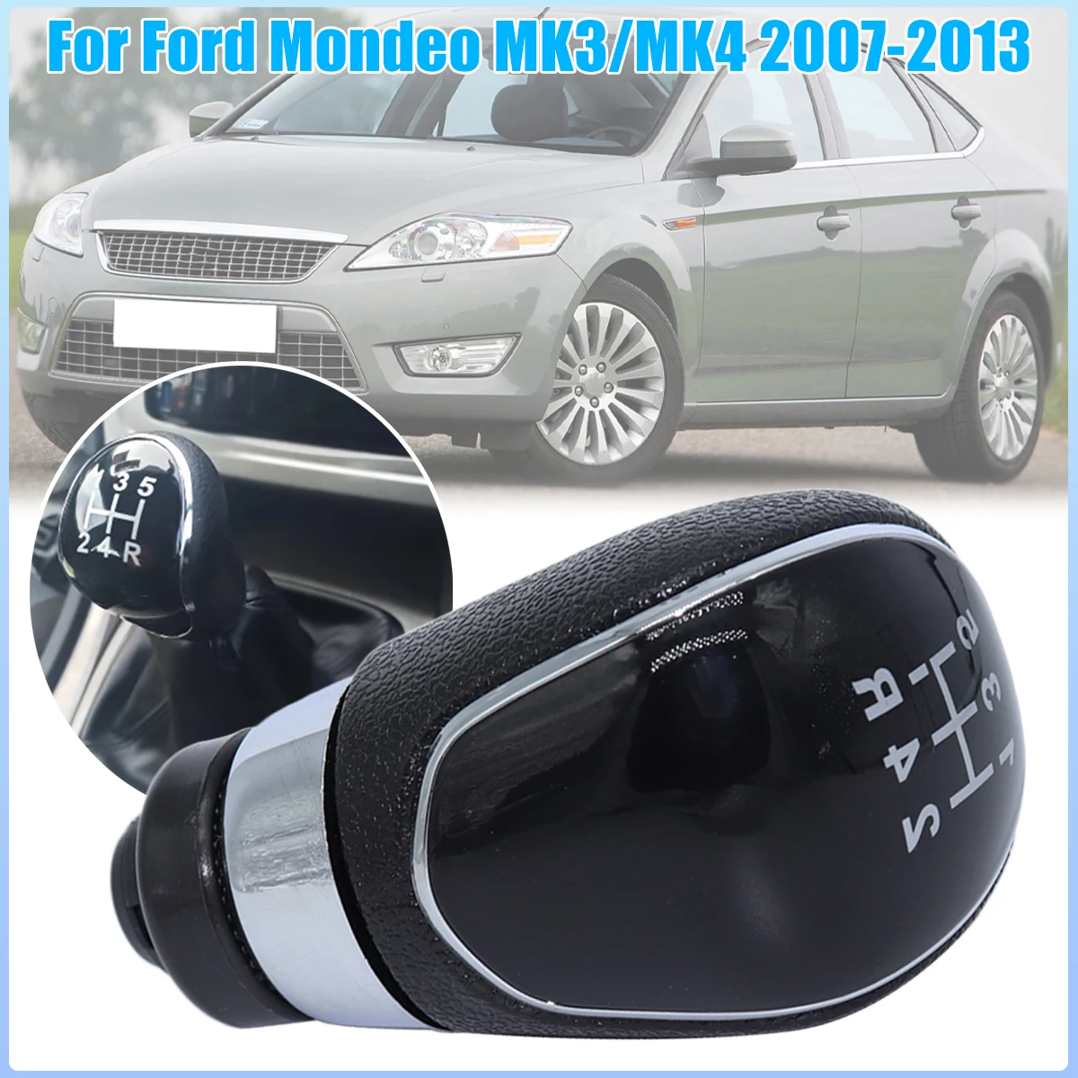 5 Speed Gear Shift Knob For Ford Mondeo MK3/MK4 2007 - 2012 2013 Shifter Gearstick Lever Pen Handle M12 Black Replacement Parts