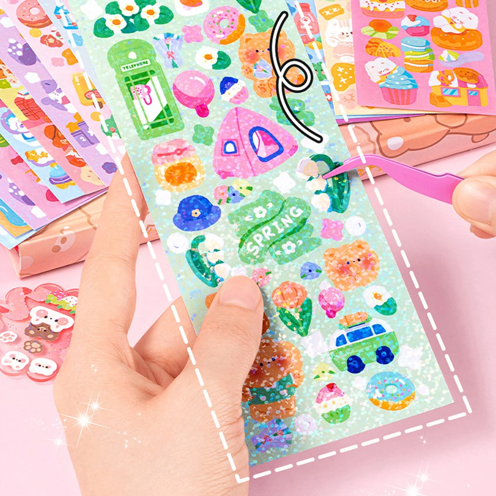 100/200 PCS süße Aufkleber Kawaii Cartoon Laser Aufkleber für Kind Aufkleber Platte DIY beliebte Campus Studenten Dekoration Briefpapier – Detail 3