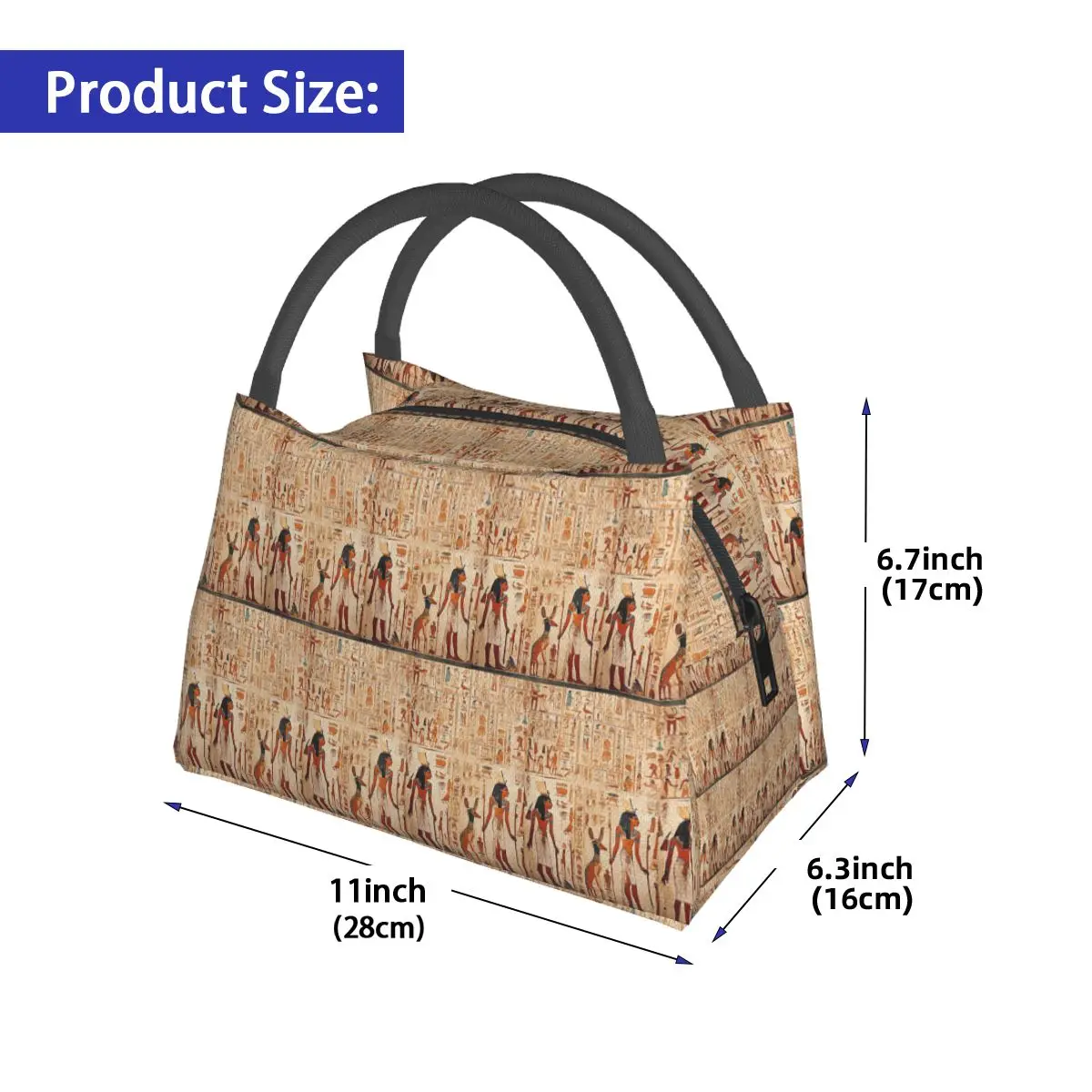 Ancient Egypt Mural Egyptian Mythology Insulated Lunch Bag for Women Picnic Storage Food Boxes Leakproof Thermal Lunch Box Tote