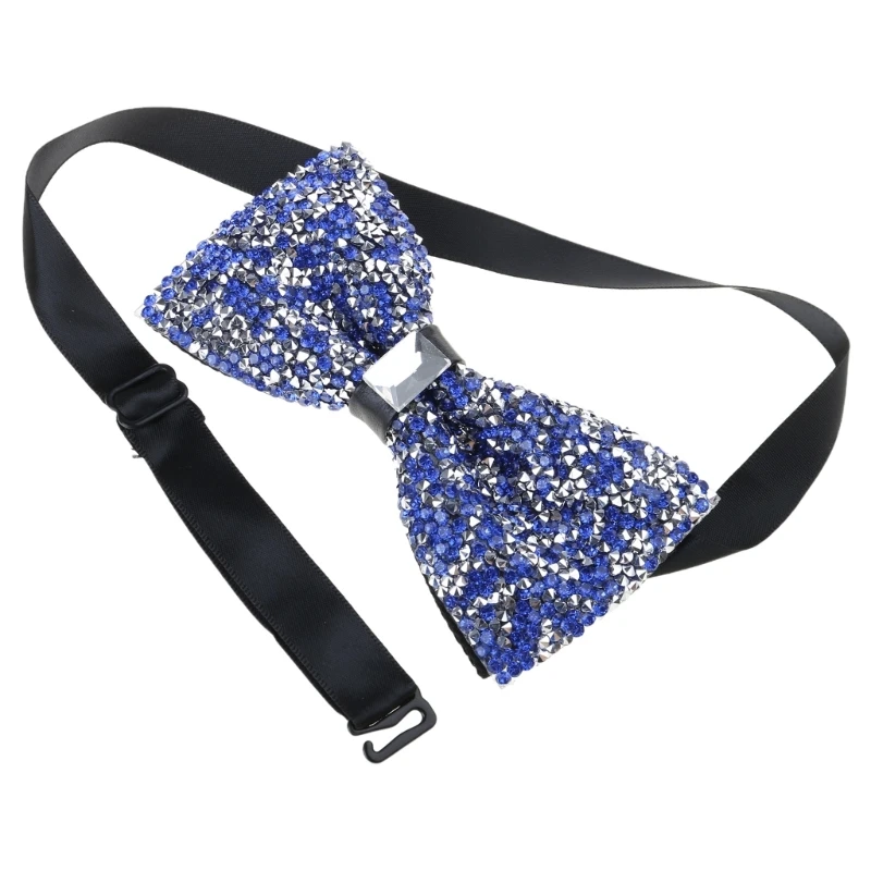 Mens Rhinestones Pre-Tied Bowtie Neckwear for Wedding Banquets Party Neckwear