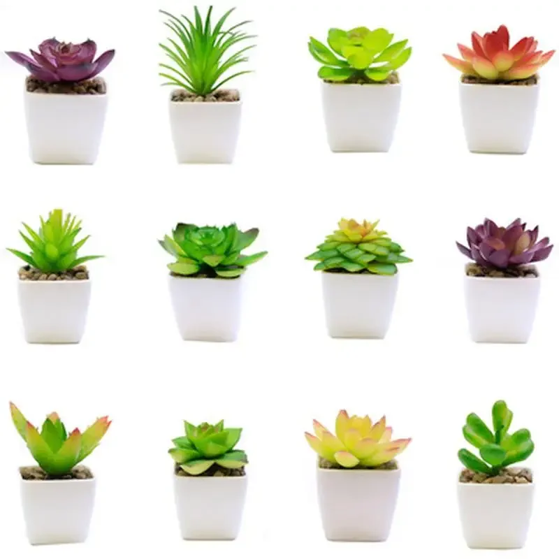 12 Styles Green Artificial Succulents Plants for Home Garden Decoration Wedding  Wall Flower Arrangement Bonsai Fake