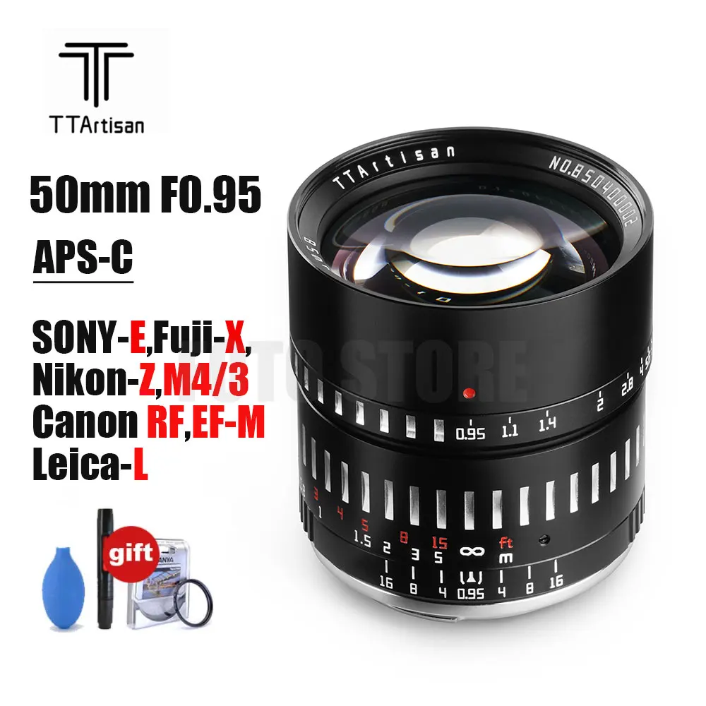 

TTArtisan APS-C 50mm F0.95 Manual Focus Camera Lens for SONY E FUJI X Canon EOS-M RF Nikon Z Panasonic Olympus M43 L-Mount