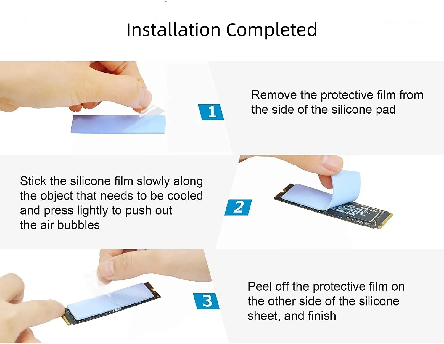Soft Silicone Thermal Pads for M.2 2280 SSD NVMe Heatsinks, CPU, GPU & LED Cooling,70*20mm Multiple Combinations Easy Apply