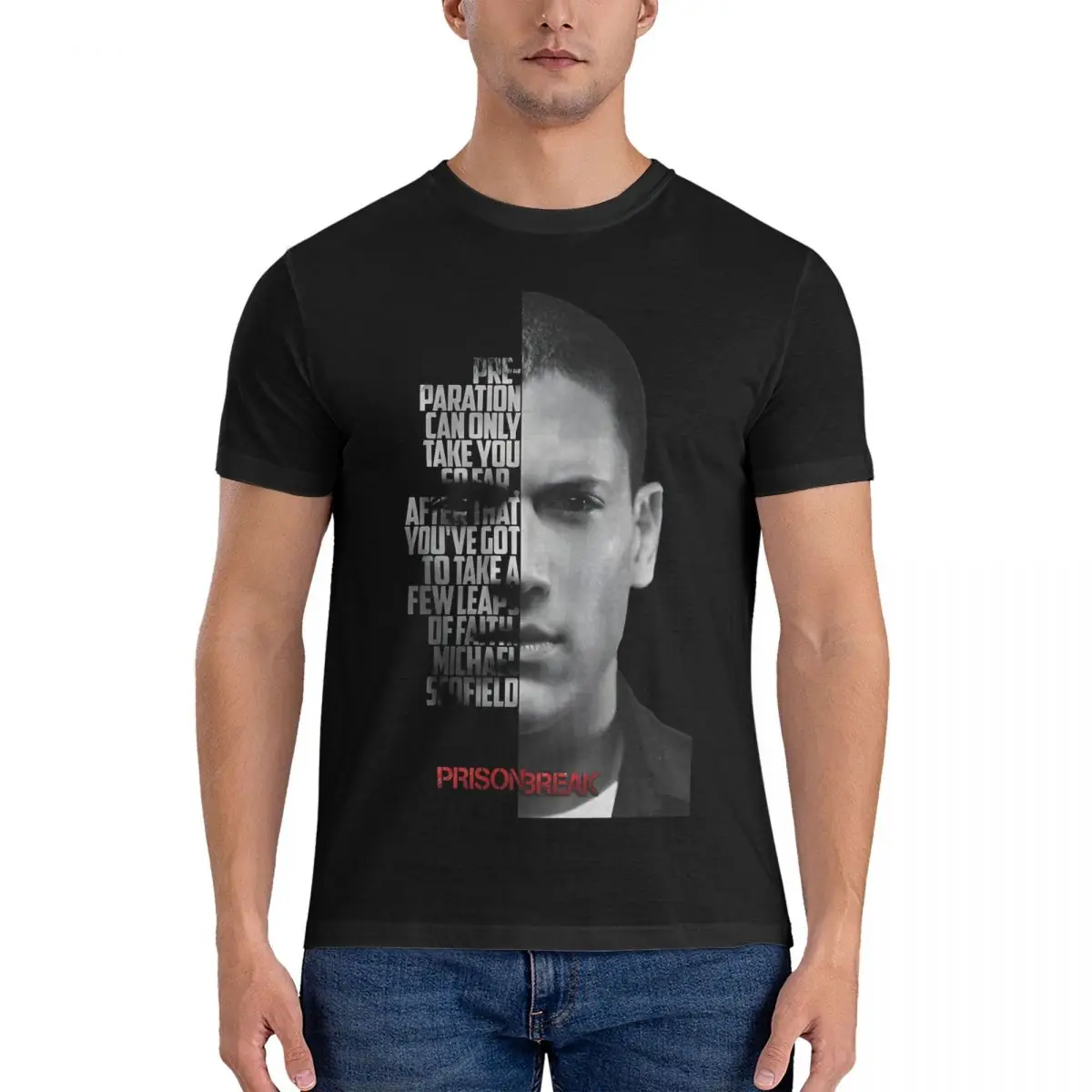 Prison Break Quote Men\'s T Shirts Prison Break Creative Tees Short Sleeve Round Collar T-Shirts Cotton Printed Clothing