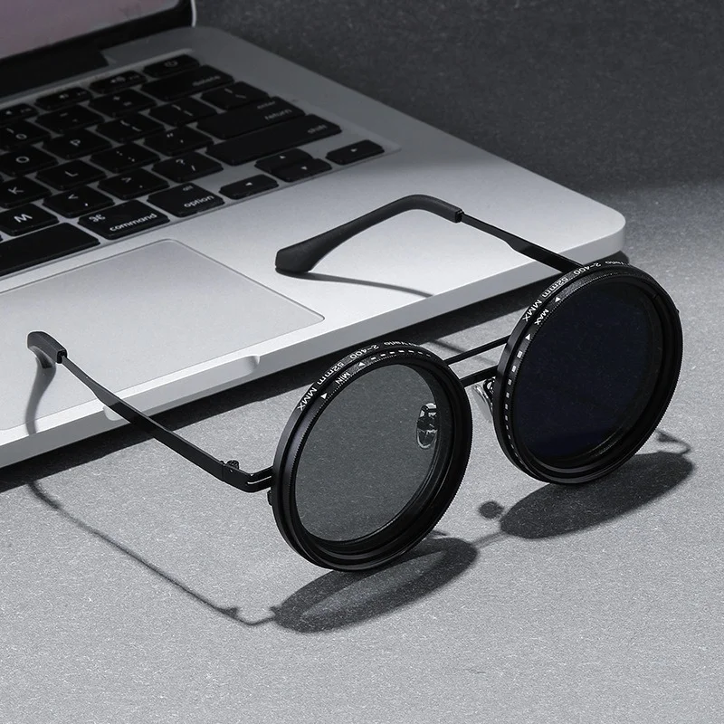 ND9 Verstellbare Dimm-Sonnenbrille, Dirt Bikes, Brille, Retro, rund, für Herren, Outdoor, Angeln, UV-beständig, HD-polarisierte Sonnenbrille – Detail 4