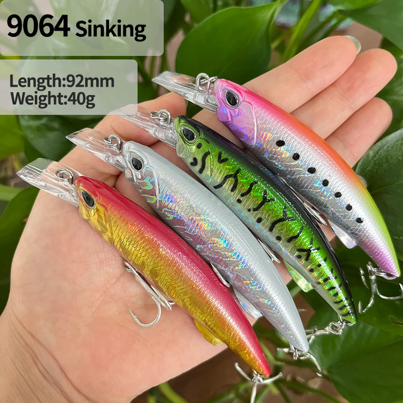 

40g 92mm Heavy Sinking Minnow Fishing lures Artificial Hard Baits Wobblers for Bass Trout Jerkbait Plastic Swimbait Pesca Tackle