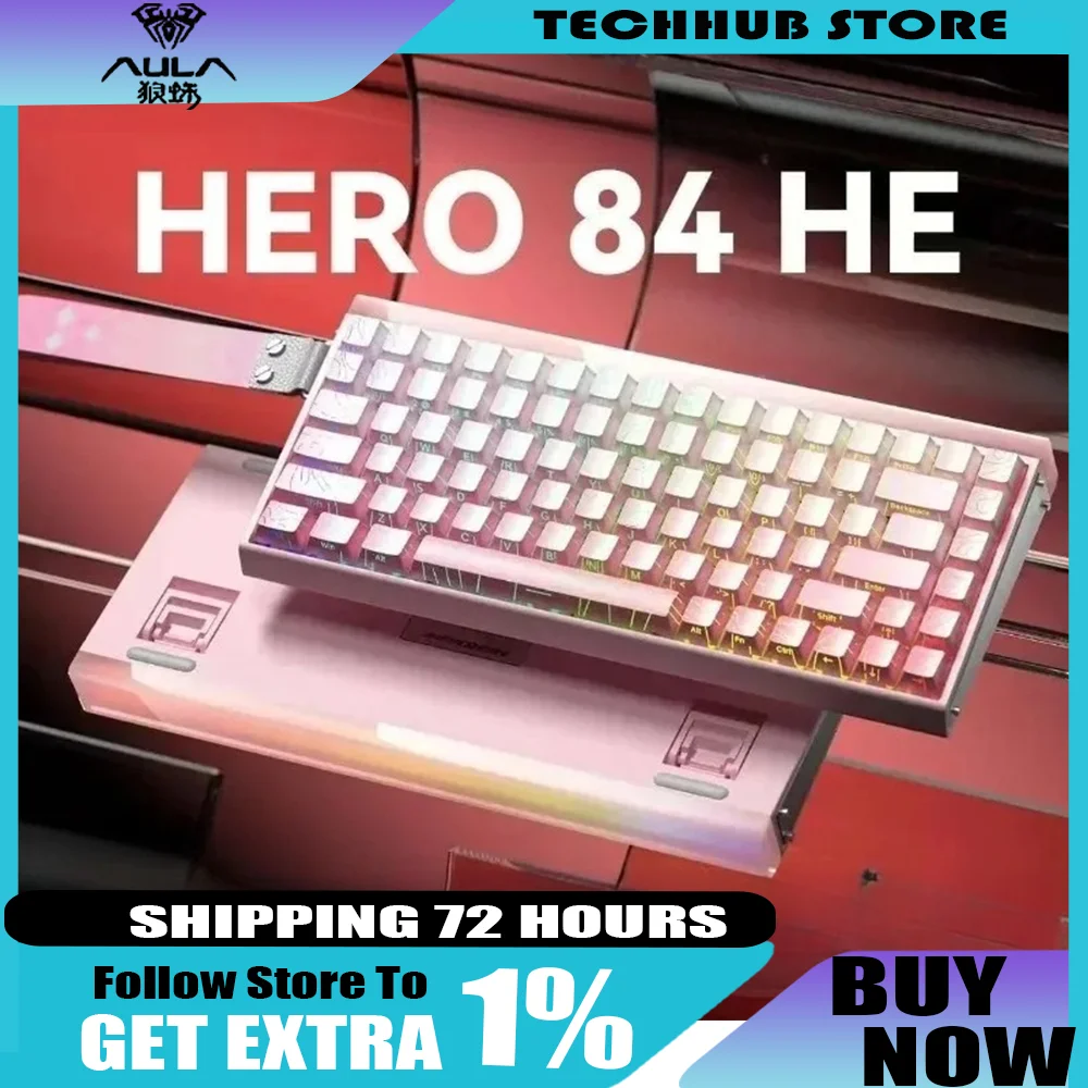 

New Aula Hero84 He Magnetic Keyboard Mechanical Ergonomics Wired Rgb Hot Swap Esports Gaming Keyboard Custom
