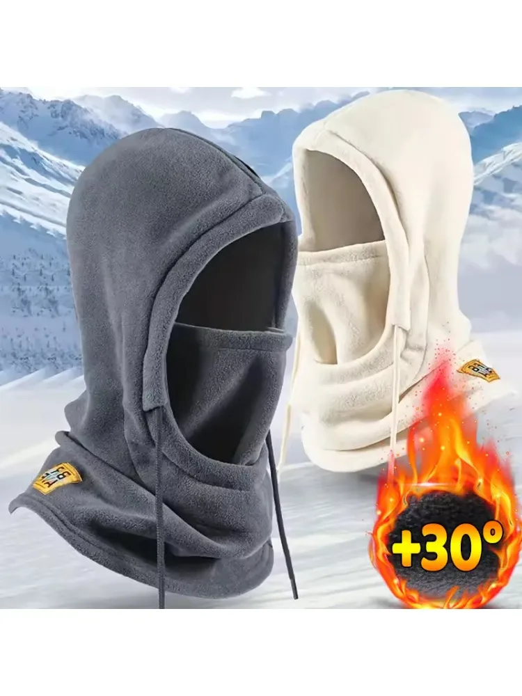 AliExpress 1Pcs Unisex Winter Balaclava Knit Hood - Windproof Mask with Drawstring, Motorcycle Riding Headgea Warm Knitted Cap Cold Weather