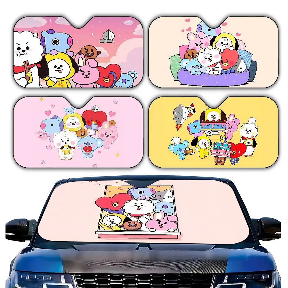 Cute B-bt-21S Kawaii Stylish And Trendy Windshield Sunshade, Car Windshield Cover, Car Sunshade Curtain Car Sun Protection Cover