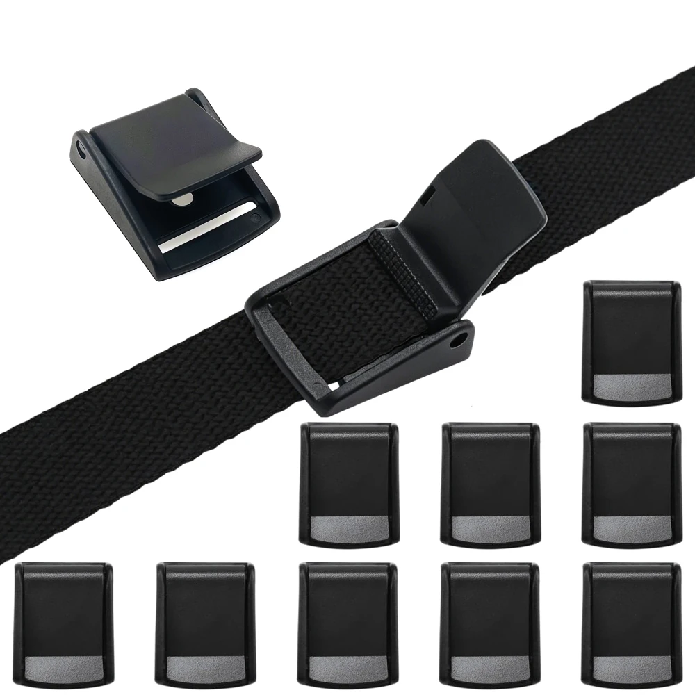 5/25 Stück/Packung Klemmschnallen aus Kunststoff, schwarz, Knebelverschluss für Rucksackgurte, Gurtband, 5/8 Zoll, 3/4 Zoll, 1 Zoll, 1-1/4 Zoll, 1-1/2 Zoll, 2 Zoll – Detail 1