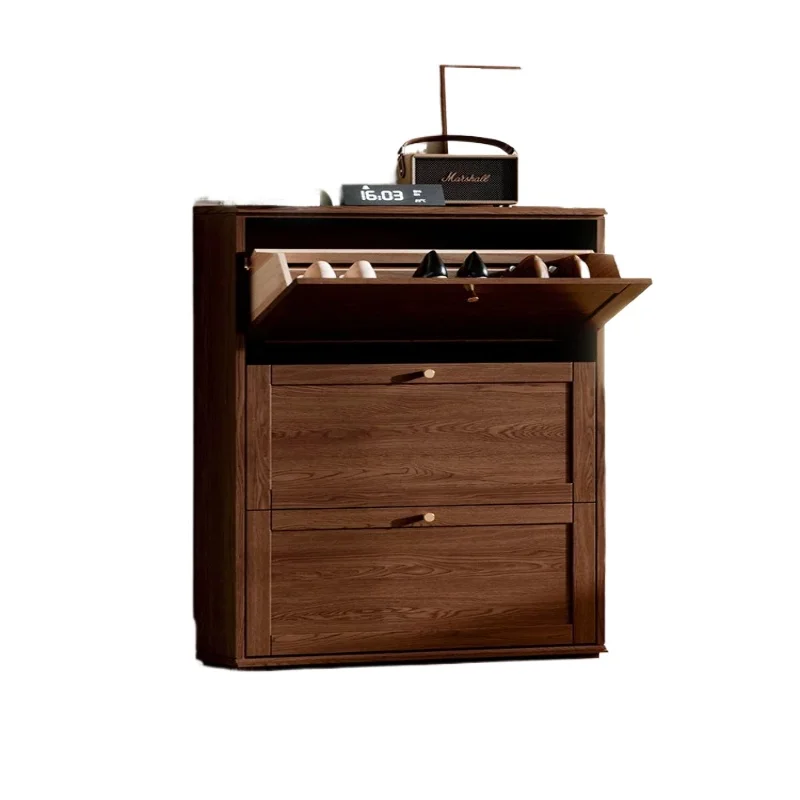 LH solid wood tipping bucket ultra-thin shoe cabinet large-capacity foyer cabinet storage cabinet at the door of the home