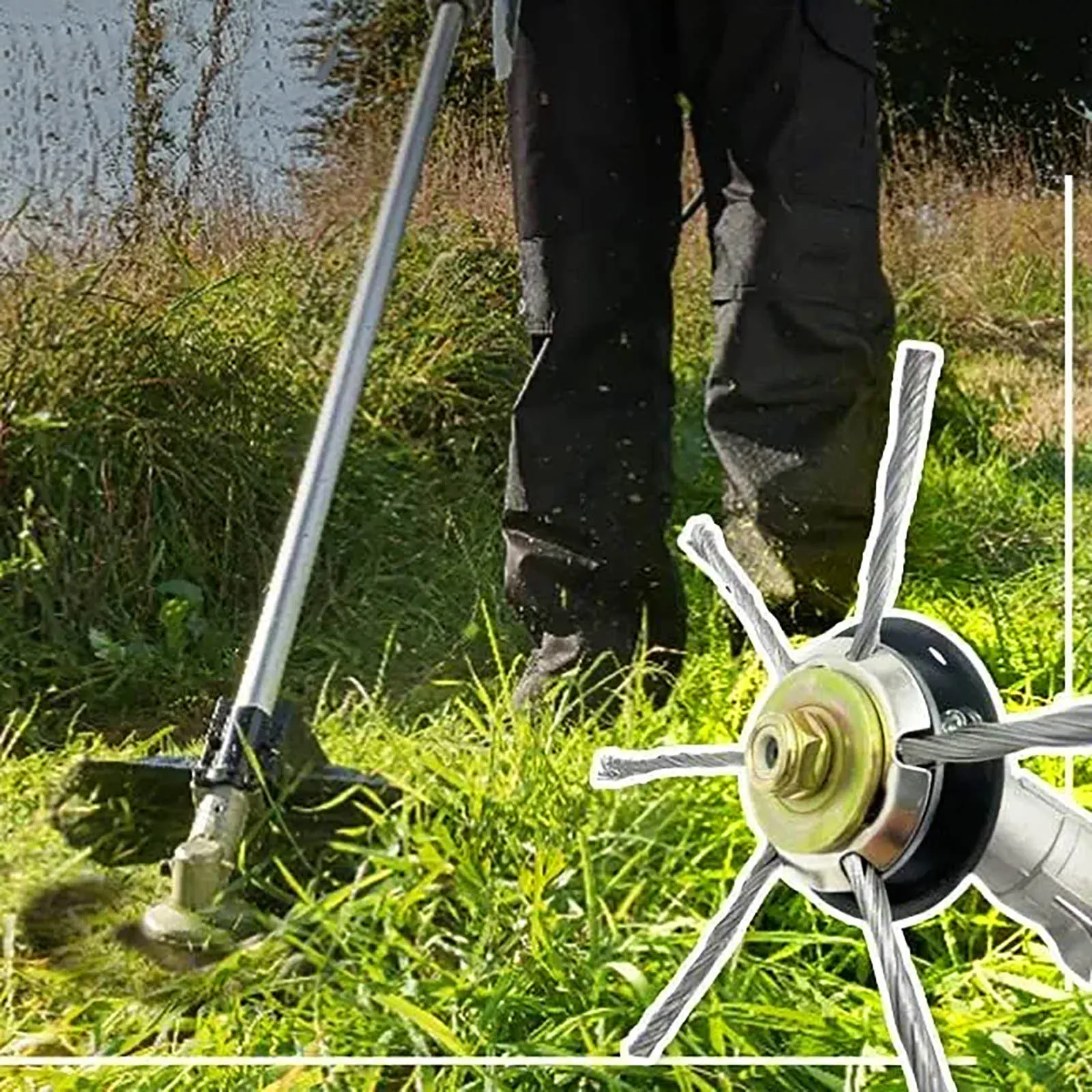 Steel Blade Trimmer Garden 6 Arm Steel Wire Weeding Wheel Head Lawn Cutting Tool Yard Weeding Disc Replacement Attachment 2026