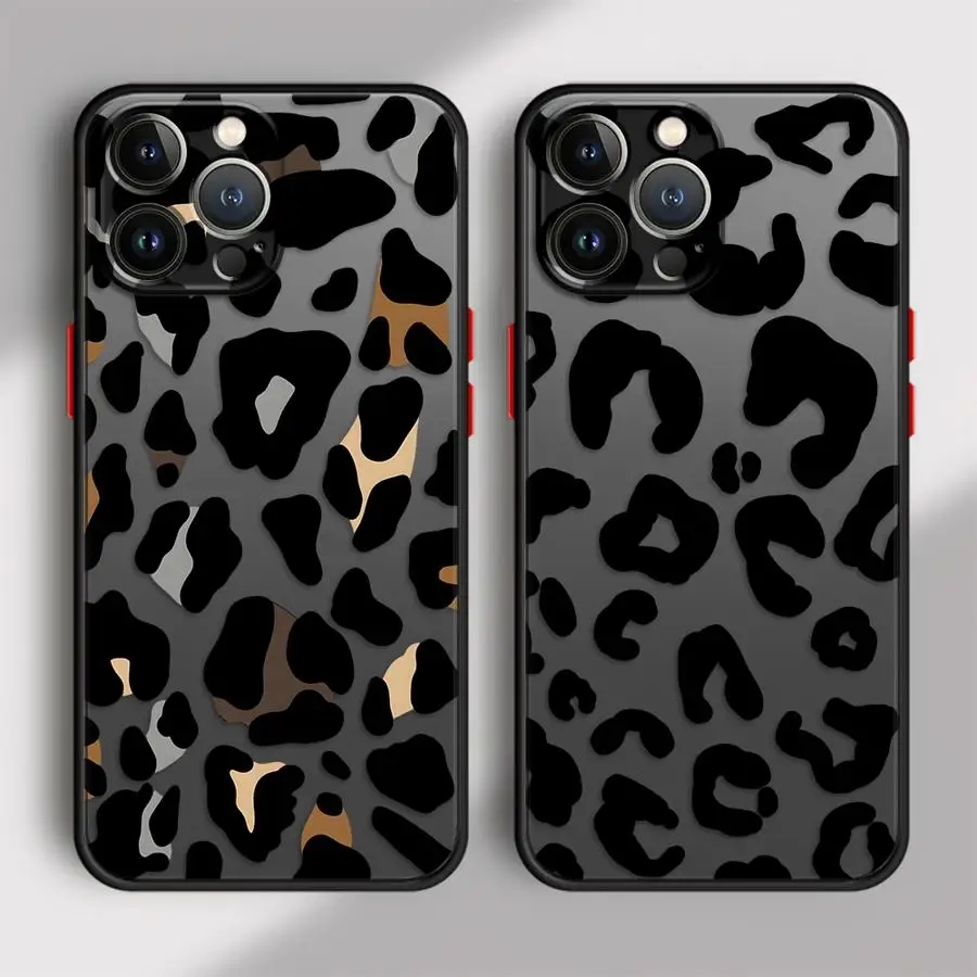 Custodia morbida per Apple iPhone 12 13 11 Pro Max 15 16 14Plus XS Max 7 8 13 Mini Leopard Art