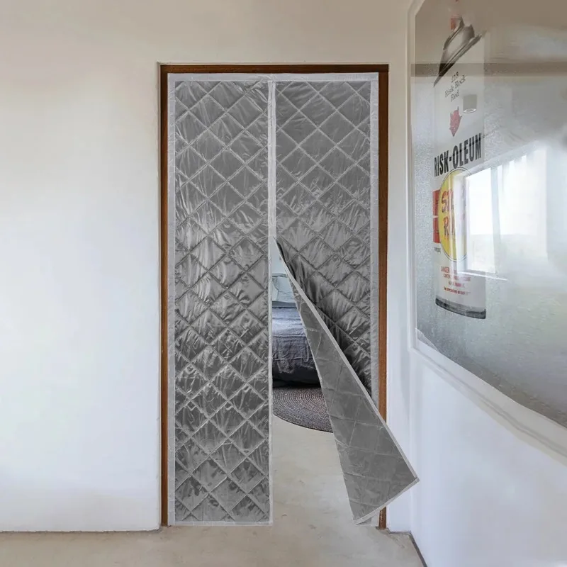 Insulated Door Curtain Magnetic Thermal - 38X84 Inch Insulated Door Cover Cotton PVC Magnet for Keeping Warm or Cool Gray