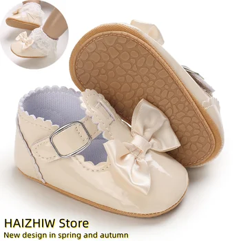 Yeni Bej Baptist ayakkabı Bahar Bebek Ayakkabıları PU Deri Yenidoğan Kız Ayakkabı Ilk Yürüyüşe Prenses Ilmek Bebek Prewalker