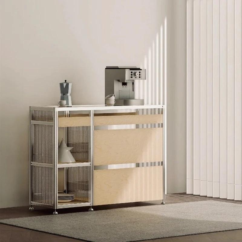 

Modern Birch Ocean Board Dining Side Cabinet Tea Coffee Aluminum Profile Storage Cabinet Locker Locker