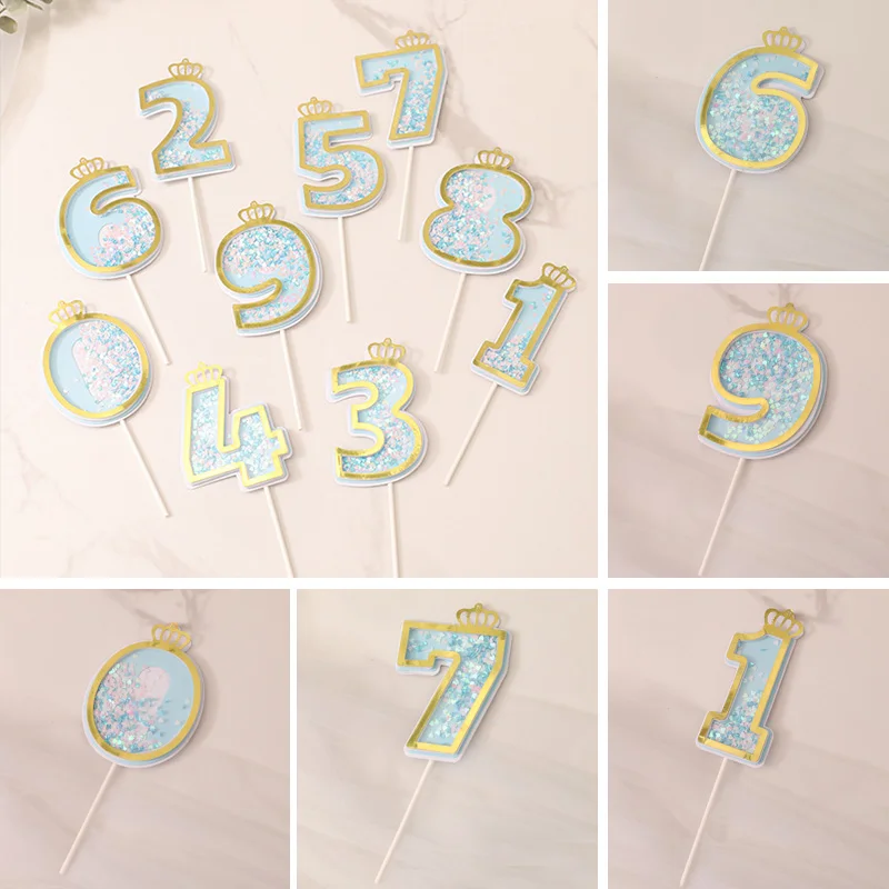 New Sequins Digital Candle Birthday Number Cake Candle 0 1 2 3 4 5 6 7 8 9 Cake Topper Girls Boys Baby Party Supplies Decoration